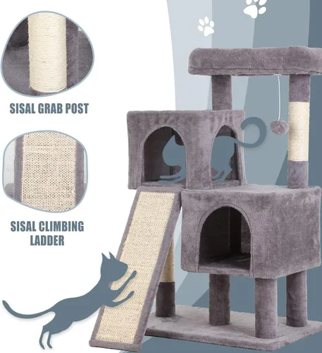 Miniatura 3 de Árbol para gatos de interior, torre para gatos de 36 pulgadas, condominio de varios niveles para gatos con sisal, tabla de rascar, bola colgante