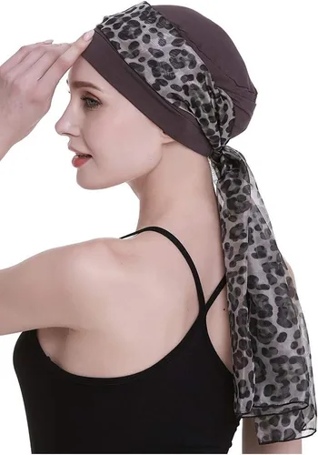 Miniatura 7 de Elegante gorro de quimioterapia con bufandas sedosas para mujeres con cáncer para pérdida de cabello