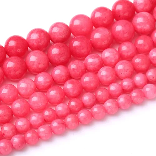 32 piezas de cuentas de piedra de jade de rodonita roja natural de 12 mm, cuentas sueltas redondas de piedra para fabricación de joyas, energía Jade