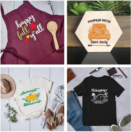 Miniatura 2 de DGAGA Juego de 6 plantillas de pantalla de seda con temática de otoño, reutilizables, autoadhesivas, plantillas de malla de tiza, plantillas