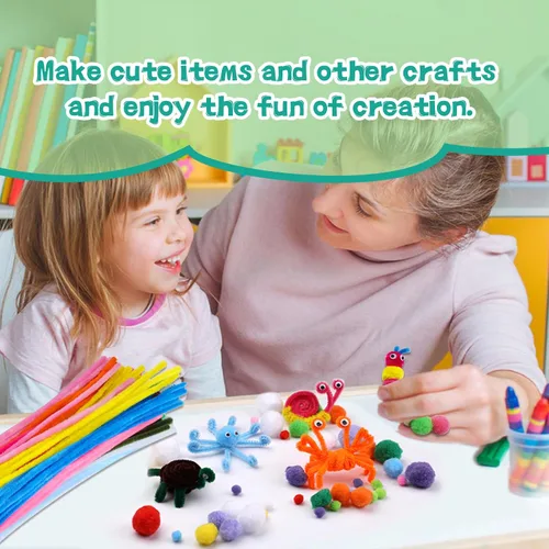 Miniatura 6 de Zlulary Limpiadores de tuberías para manualidades, limpiapipas, suministros de manualidades, kit de arte y manualidades con instrucciones