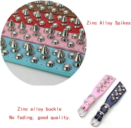 Miniatura 4 de Spike - Juego de collar y correa para perro, de piel sintética sintética con tachuelas, con remaches de metal suave y duradero, collares para gatos