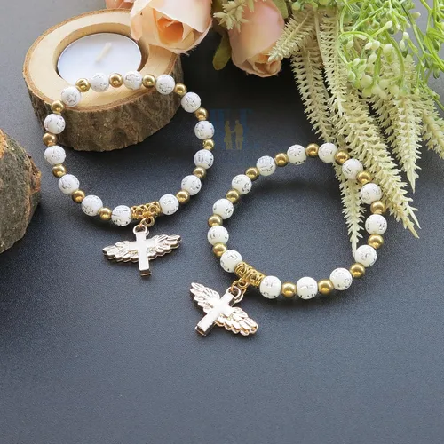 Miniatura 6 de 12 pulseras de ángel para bautismo, primera comunión, bautizo, boda, ángel
