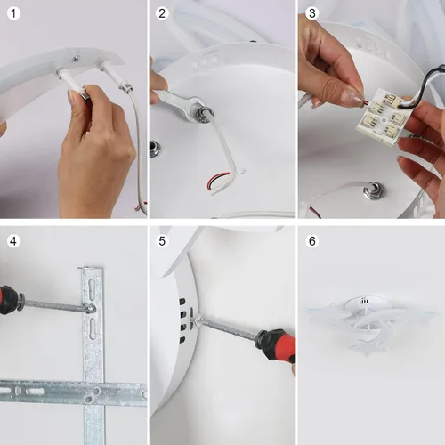 Miniatura 8 de Goeco Lámpara de techo Kidsroom, 3 modos de luz (3000 K/4500 K/6000 K) acrílico blanco cerca del techo, lámpara de techo de dibujos animados