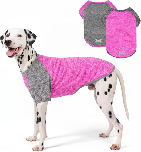Miniatura 12 de KYEESE Paquete de 2 camisetas para perro con mangas, camisetas ligeras de protección solar para perros pequeños, transpirables para mascotas, ropa