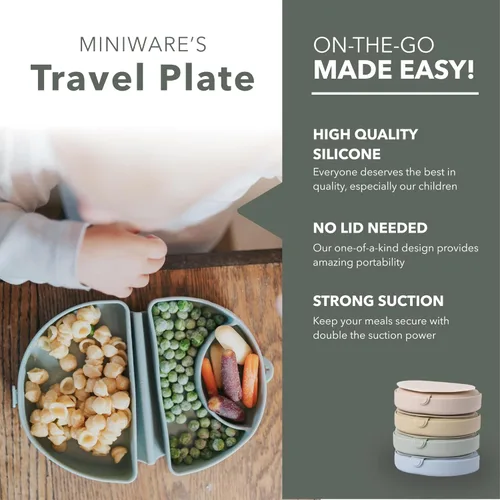 Miniatura 2 de Miniware Plato de viaje para bebé con succión, plegable de silicona esencial para promover la autoalimentación, apto para lavavajillas, sin BPA