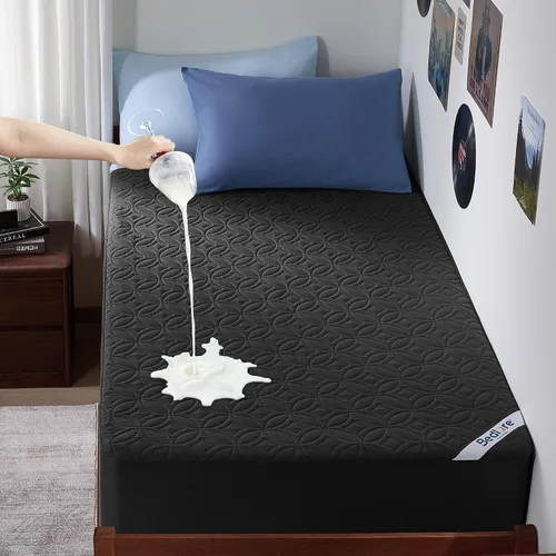 Miniatura 21 de BEDLORE Protector de colchón impermeable, protector de colchón de tamaño individual con bolsillo profundo de 6 a 15 pulgadas de profundidad, suave