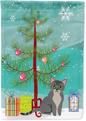 Miniatura 43 de Caroline's Treasures BB4411GF Bandera de jardín con diseño de gato abisinio con texto en inglés "Merry Christmas" para jardín, bandera decorativa