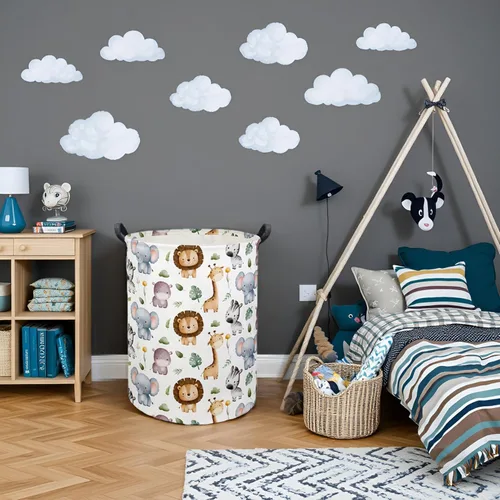 Miniatura 4 de Cesta de Ropa Sucia para Bebé Canasta para Bebé para Guardería de Niño y Niña Lindo Contenedor Organizador de Almacenamiento de Juguetes para Niños