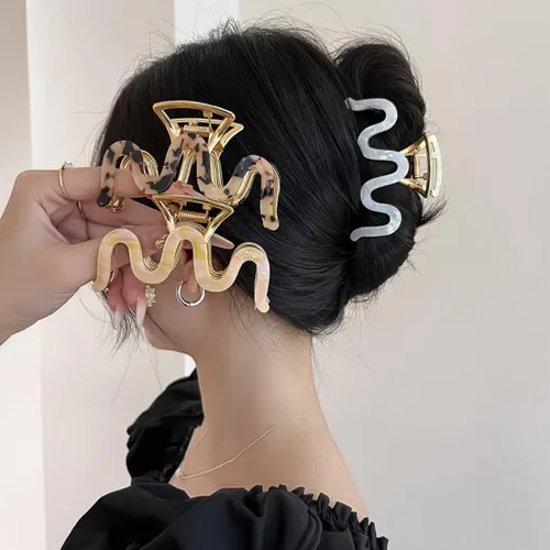 Miniatura 4 de Sinide - Pinzas de metal para el cabello de 3.5 pulgadas, pinzas grandes de acetato de celulosa, pinzas para cabello largo y grueso, accesorios