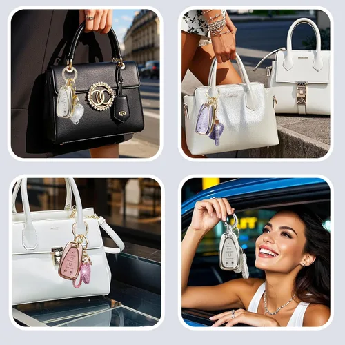 Miniatura 5 de Funda para llavero con llavero de diamante para mujer, portallaves de automóvil compatible con Chevy Cruze Camaro Malibu Equinox Impala GMC Buick