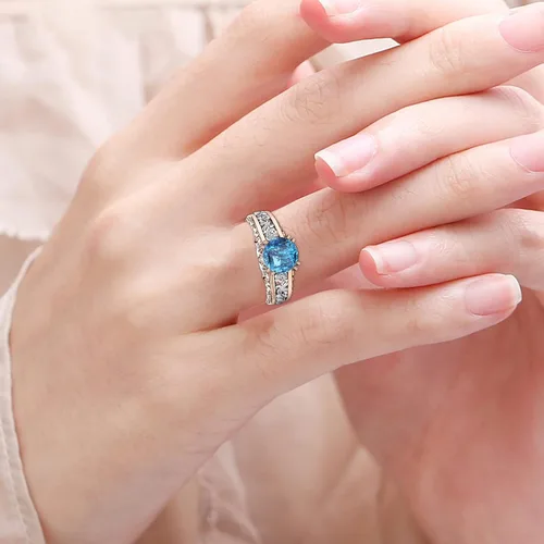 Miniatura 2 de Anillo de piedras preciosas para mujer, anillo de propuesta de circón, anillos de compromiso de diamantes de circonita cúbica, anillos de compromiso