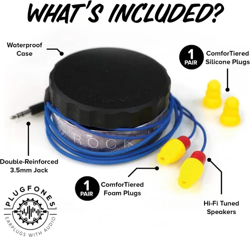 Miniatura 5 de Plugfones Protector Volume Limited Audio Earbuds, tapones para los oídos compatibles con OSHA con sonido, azul y amarillo Amarillo y rojo