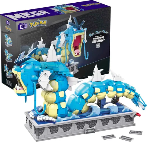MEGA Pokémon Set de Juguetes de Construcción, Gyarados en Movimiento con 2186 Piezas, Boca y Cola en Movimiento, para Niños o Adultos Coleccionables