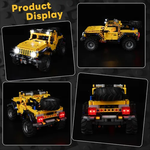 Miniatura 4 de Kyglaring Kit de luz LED compatible con bloques de construcción Lego Jeep Wrangler Technic 42122, control táctil mejorado y atenuación, solo luces