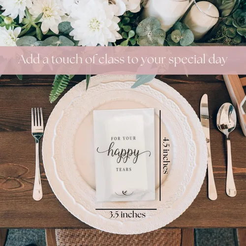 Miniatura 6 de Paquetes de pañuelos de boda para invitados, juego de 20 unidades, para tus lágrimas felices, recuerdos de boda para invitados, papel esmerilado