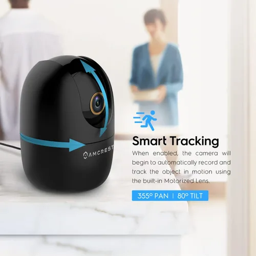 Miniatura 3 de Amcrest Cámara WiFi de 4MP para interiores, cámara para perros, monitor de sonido y bebé, detección de humanos y mascotas, seguimiento de Negro