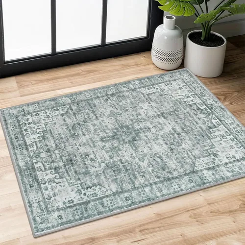 Miniatura 112 de SIILOOM Alfombra lavable de 2 x 3 pies, alfombra suave color taupe ceniza para entrada, tapete antideslizante para puerta de interior, tapete
