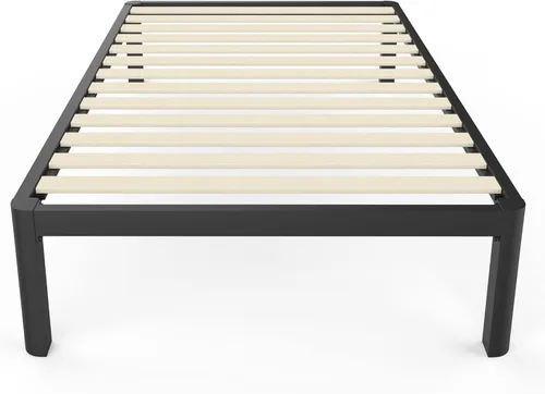 Miniatura 9 de MAF - Base de cama de plataforma de 14 pulgadas para cama individual con listones de madera, base de cama de metal resistente de 3500 libras