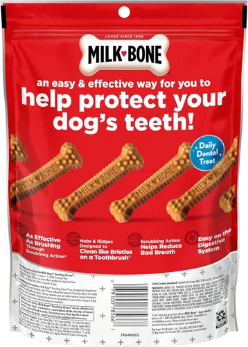 Miniatura 4 de Milk-Bone Original Masticables para cepillar, 6 golosinas dentales grandes diarias para perros (Paquete de 5) Acción de fregado ayuda a limpiar