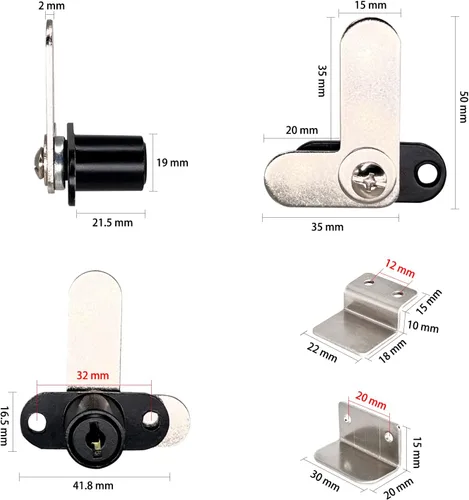 Miniatura 2 de Cerraduras de leva para gabinete con llave igual, la longitud del cilindro se adapta a 0.4 pulgadas, caja de herramientas de almacenamiento segura