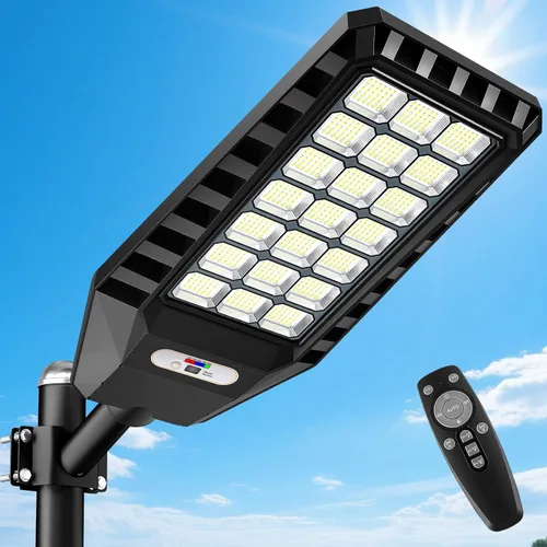 Solar Street Light Outdoor Waterproof, 23” Large Solar Light with Motion Sensor, 6500K Dusk to Dawn Security LED Flood Light, Commercial Outdoor