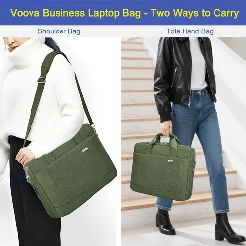 Miniatura 2 de Voova - Bolso para laptop de 15, 15.6, 16 pulgadas, funda para computadora con bandolera, maletín expandible impermeable para negocios para hombres