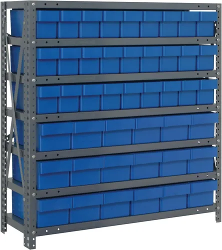 Miniatura 460 de Quantum QSBU-245BK Heavy Duty Shelving Unit with (7) Shelves and (24) QUS245 Black Bins for Garage Warehouse Storage Distribution 400 lb Load