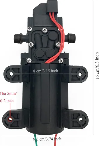 Miniatura 3 de Bomba de agua dulce de 12 V CC con 2 abrazaderas de manguera, bomba de diafragma de 12 voltios, bomba de rociador autocebante con interruptor