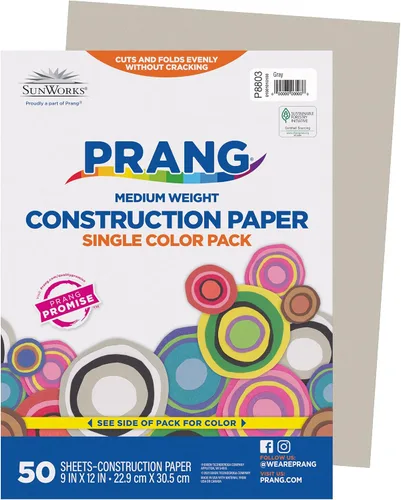 Prang (Formerly SunWorks) Papel de construcción, gris, 9 x 12 pulgadas, 50 hojas