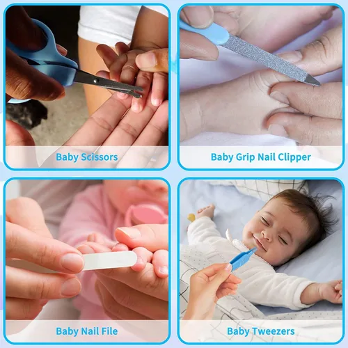 Miniatura 8 de Kit de cuidado y aseo para bebés, juego de seguridad para bebés de 14 en 1, juego de cuidado de salud de guardería para recién nacidos con cepillo