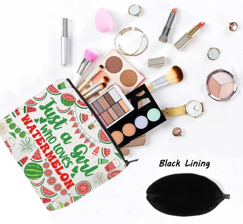 Miniatura 3 de LEVLO Divertida bolsa de cosméticos de sandía, regalo para amantes de las frutas, solo una chica que ama sandía, bolsa de maquillaje con cremallera