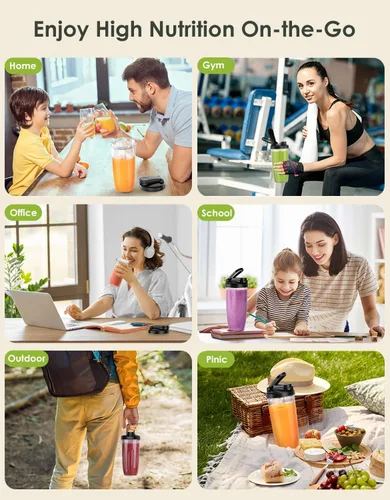 Miniatura 7 de Batidora de Smoothies, Licuadora Personal de 1100W para Batidos y Smoothies, Combo de Licuadoras y Molinillo para Cocina con 2 * 22 Oz Vasos Para