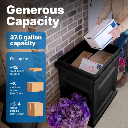 Miniatura 4 de Caja de entrega de paquetes Express de Step2, resistente a la intemperie, almacenamiento grande para exteriores, hecha de plástico duradero, sin