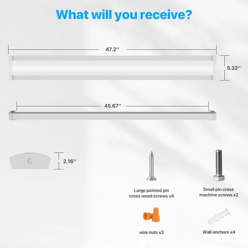 Miniatura 9 de HYPERLITE Luz LED envolvente de 4 pies 60W, 6600LM Luminarias LED de tienda de 4' con 3 vatajes para garaje, luz envolvente blanca neutra de 4000K