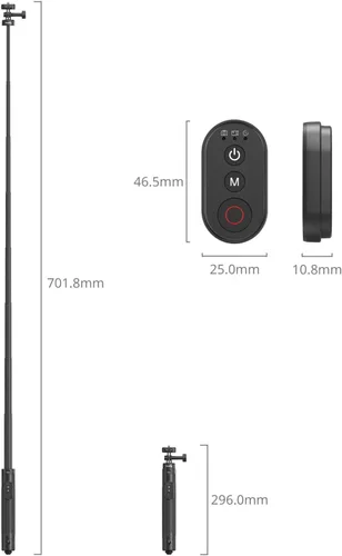 Miniatura 3 de SmallRig Trípode para selfie stick de 59 pulgadas con control remoto y abrazadera para teléfono, soporte de trípode extensible para DJI Osmo Action
