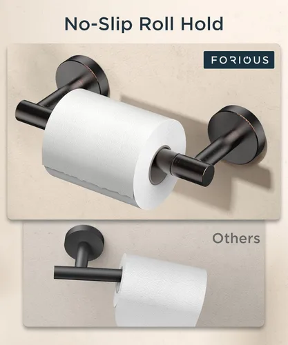Miniatura 73 de FORIOUS Soporte de pared para papel higiénico, soporte de rollo de papel higiénico de doble poste giratorio de acero inoxidable para baño, Blanco