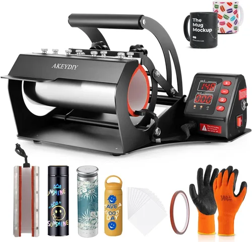 DREAMVAN Máquina de prensa térmica de vasos, máquina de prensa de tazas para tazas de cerámica de sublimación de 11 onzas - 30 onzas, vaso de