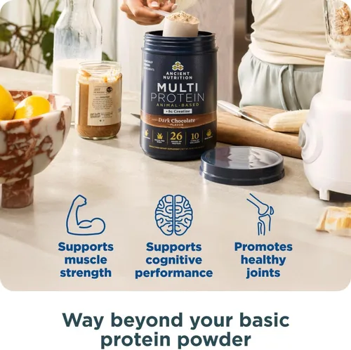 Miniatura 2 de Ancient Nutrition Polvo multiproteico a base de animales + creatina, 0.92 oz de proteína, suero alimentado con hierba, caldo de huesos, péptidos