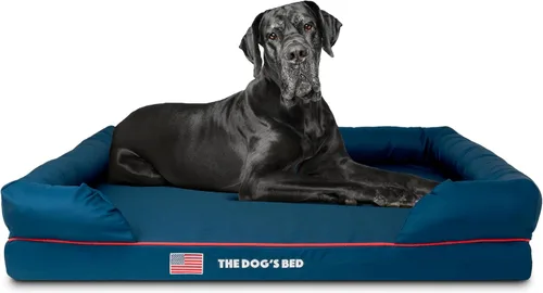 Miniatura 28 de The Dog's Bed - Cama ortopédica de espuma viscoelástica para perros medianos, colchón de soporte de alta densidad, entrada frontal baja, funda negro