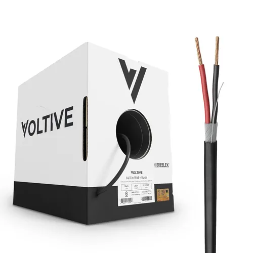 Miniatura 34 de Voltive Cable de altavoz 10/2, CL3 en pared y entierro directo, negro, 100 pies - 10 AWG, 2 conductores, cobre trenzado sin oxígeno, listado UL