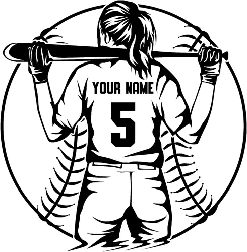 Calcomanía de vinilo personalizada para niñas y mujeres de jugador de sóftbol/béisbol – Elige tu nombre y números, calcomanías de vinilo
