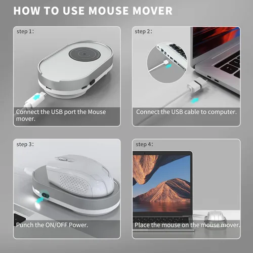 Miniatura 6 de Mouse Jiggler, dispositivo de movimiento de mouse indetectable con cable USB sin unidad y adaptador USB, movimiento físico automático del mouse