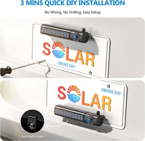 Miniatura 2 de Cámara solar inalámbrica de respaldo, monitor IPS 1080P de 5 pulgadas y cámara de respaldo de encendido y apagado automático, 2 minutos de fácil