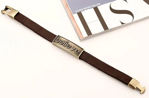 Miniatura 4 de Hamoery Pulsera de cuero de aleación punk para hombre, pulsera cruzada