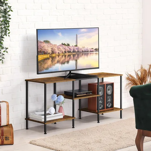 Miniatura 7 de OYEAL Soporte de TV para TV de 50 pulgadas, soporte de TV rústico para dormitorio con estantes de almacenamiento, centro de entretenimiento pequeño