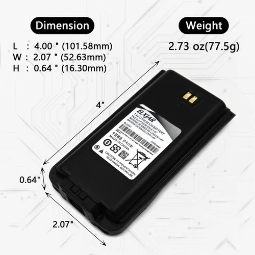 Miniatura 2 de Paquete de 2 baterías de repuesto para radios bidireccionales Hytera TC-610 TC-618 TC-620 TC-626 TC-610P TC-610S BL2001 BL1204 7.4V 2000mAh Li-ion
