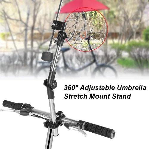 Miniatura 2 de Soporte de montaje de paraguas ajustable de 360°, soporte de montaje elástico de acero inoxidable, soporte de conector de paraguas para cochecito
