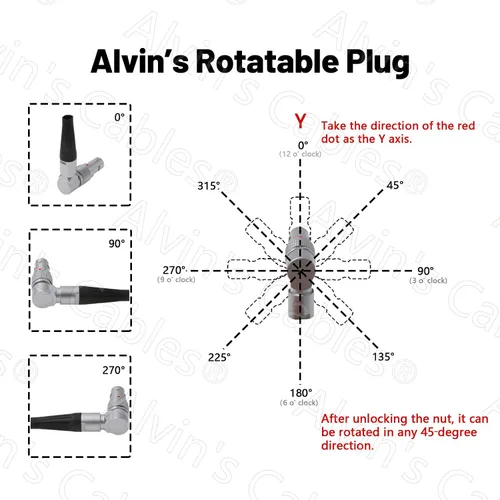 Miniatura 5 de Alvin's Cables Z CAM S6 Cable de salida de alimentación Ninja V DC Jack a 2 pines en ángulo recto hacia arriba