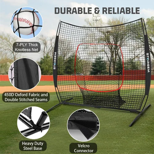 Miniatura 5 de Storgem 6'X6' Baseball Softball Practice Net, Portable Baseball Net for Batting, Hitting, Pitching and Fielding, Carry Bag, Strike Zone and Batting